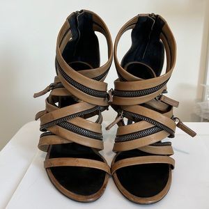 Giuseppe Zanotti For Balmain strap open toe heel Leather Gladiator